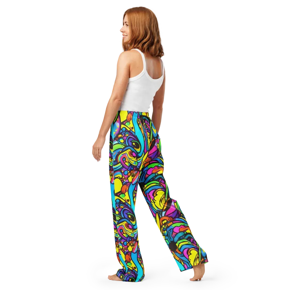 Kaleidoscopic Flow on Women's Pajama Pants — Back