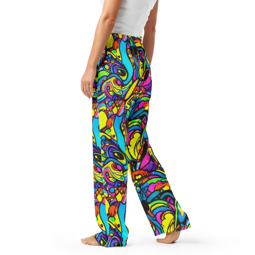 Kaleidoscopic Flow on Women's Pajama Pants — Left