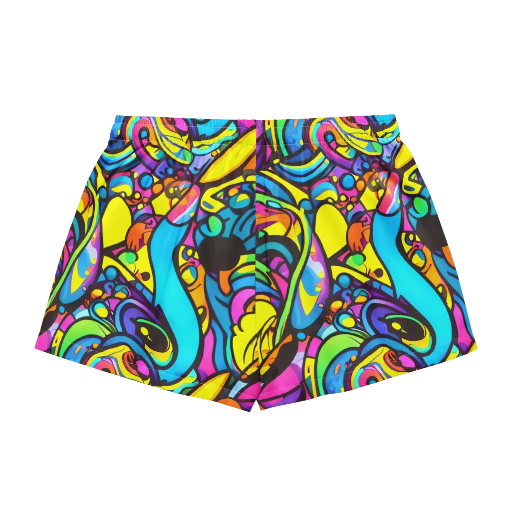Kaleidoscopic Flow on Women's Pajama Shorts — Back