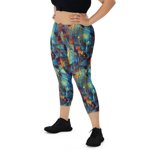 Abstract Eddy on a Capri Leggings