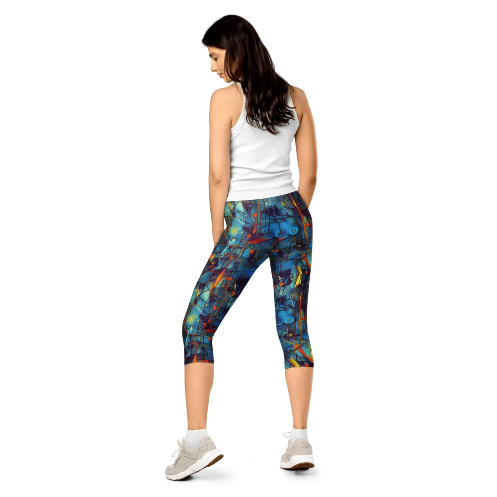 Abstract Eddy on Capri Leggings — Back