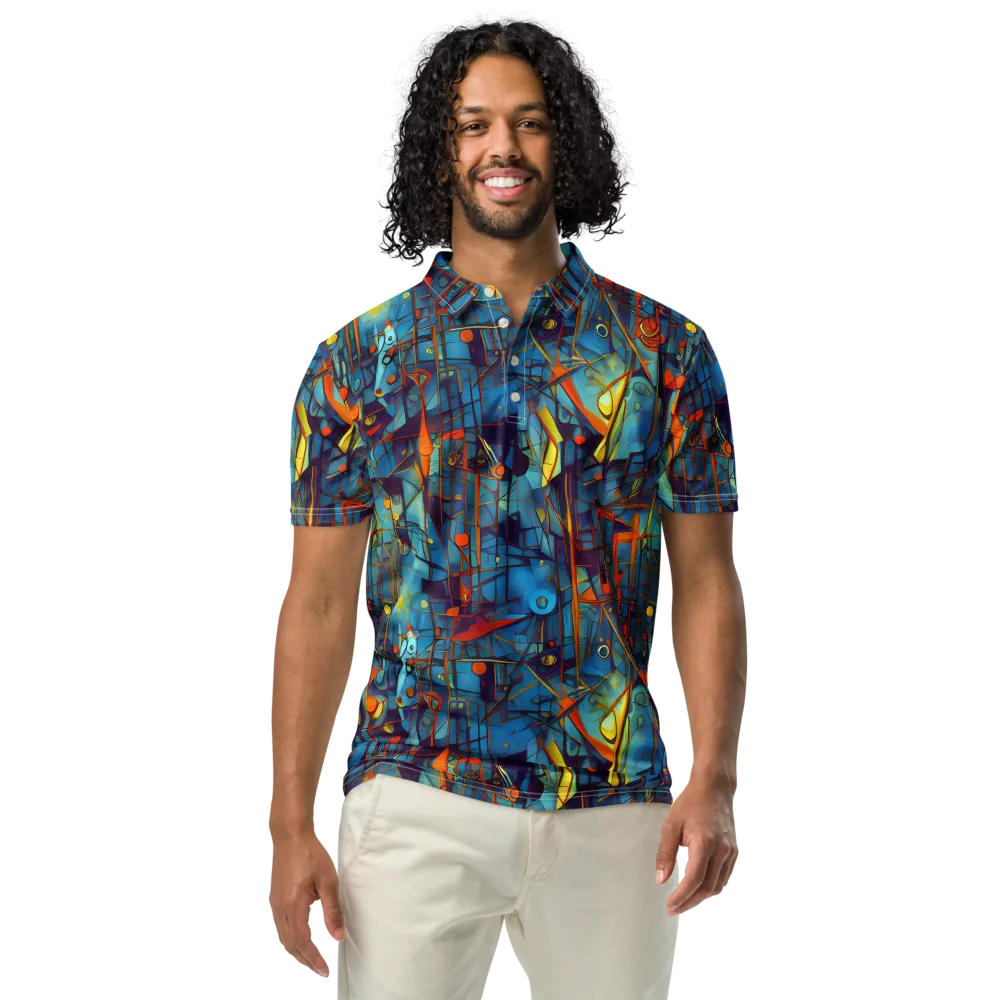 Abstract Eddy on Men's Slim Fit Polo Shirt — Front
