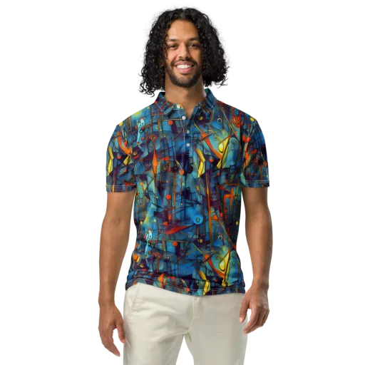 Abstract Eddy on a Men's Slim Fit Polo Shirt
