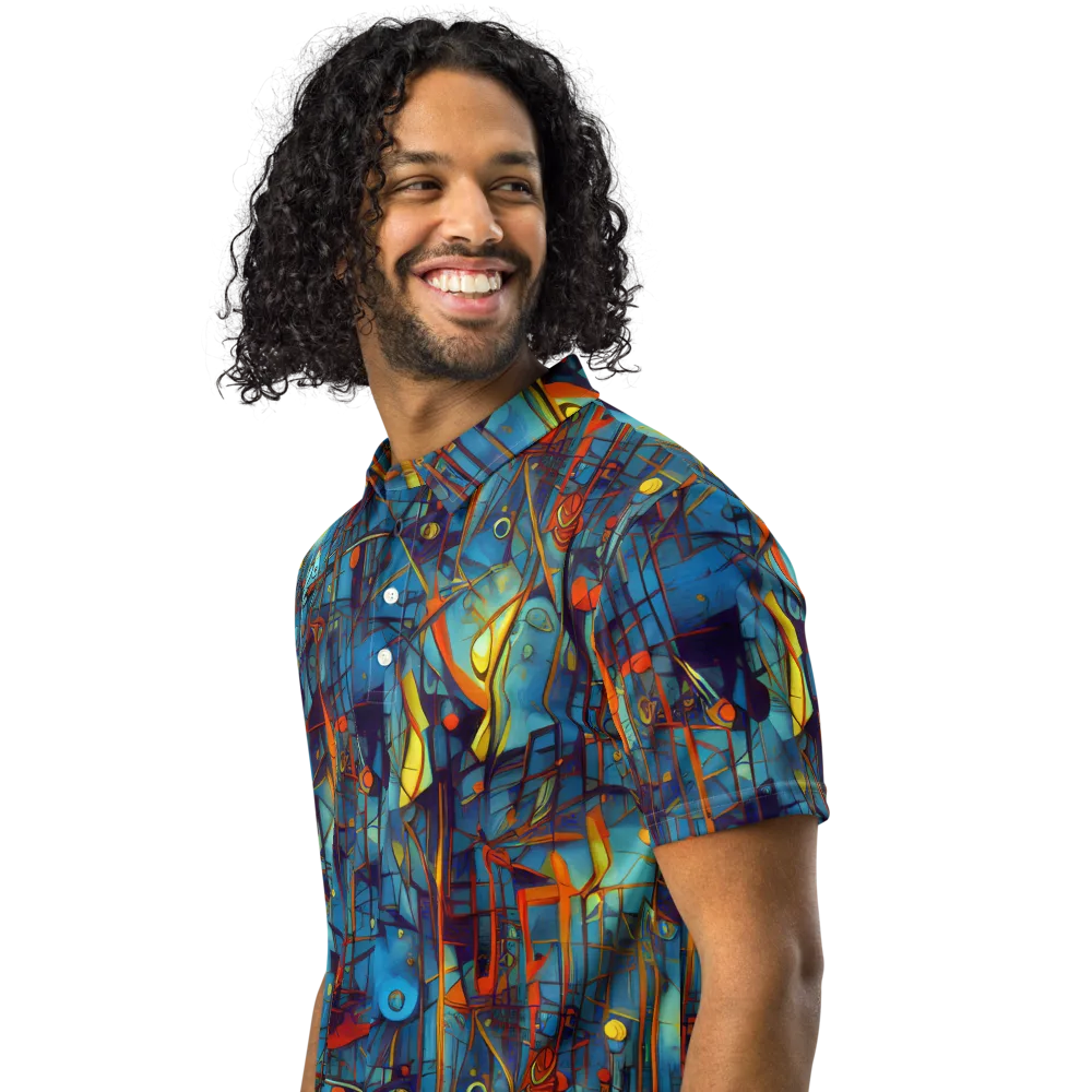 Abstract Eddy on Men's Slim Fit Polo Shirt — Left Front