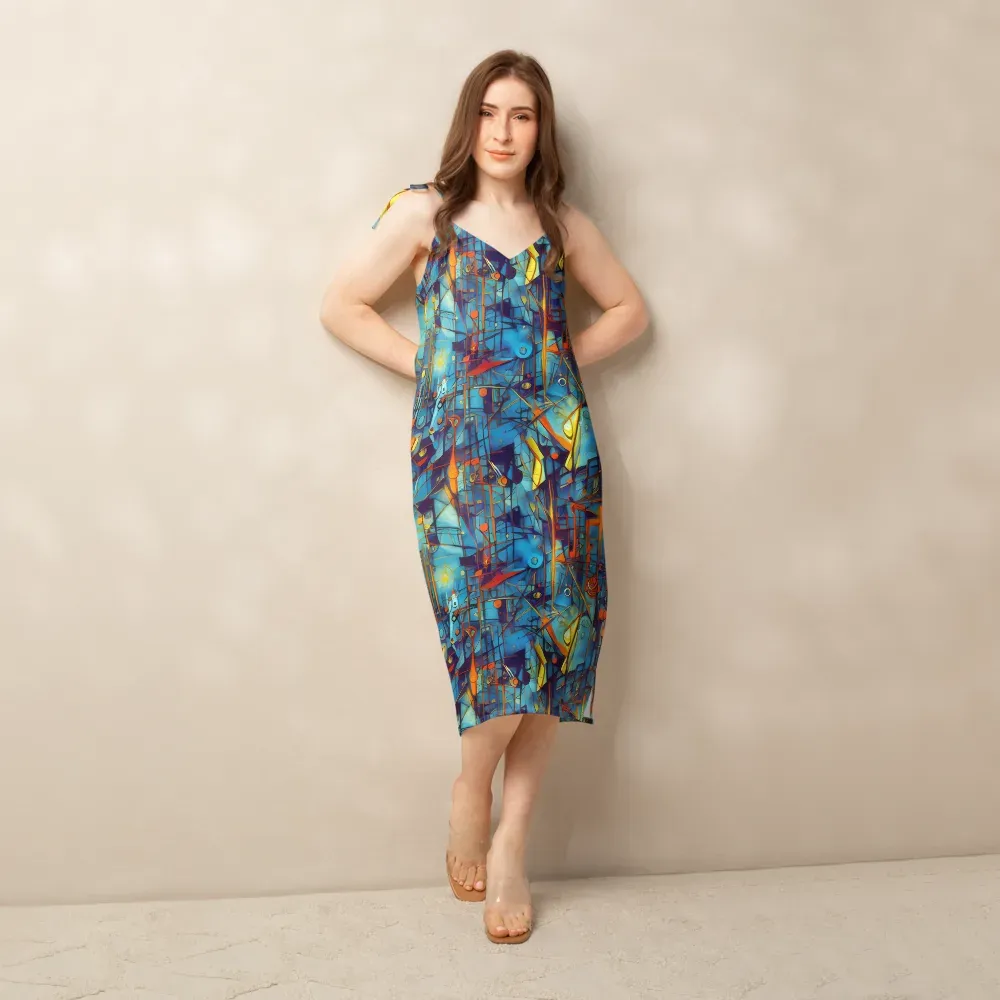 Abstract Eddy on Slip Dress — Front