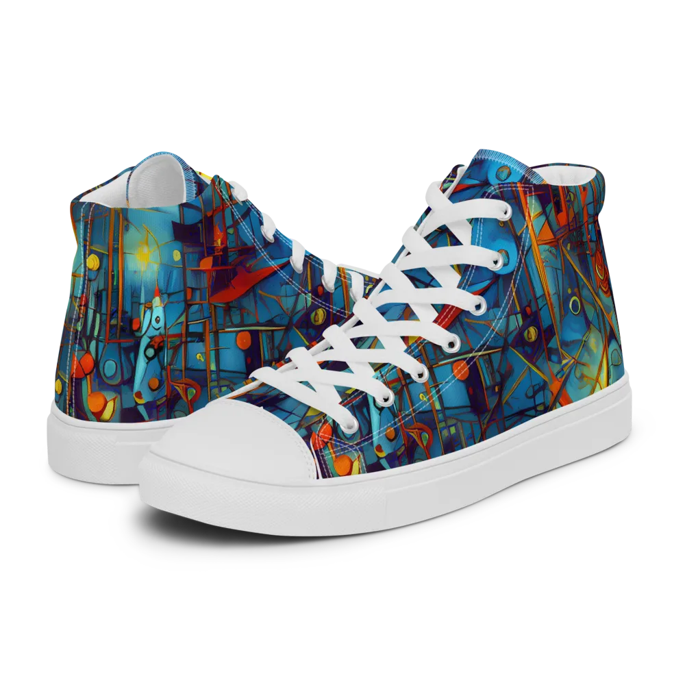 Abstract Eddy on Men's High Top Canvas Shoes — Left