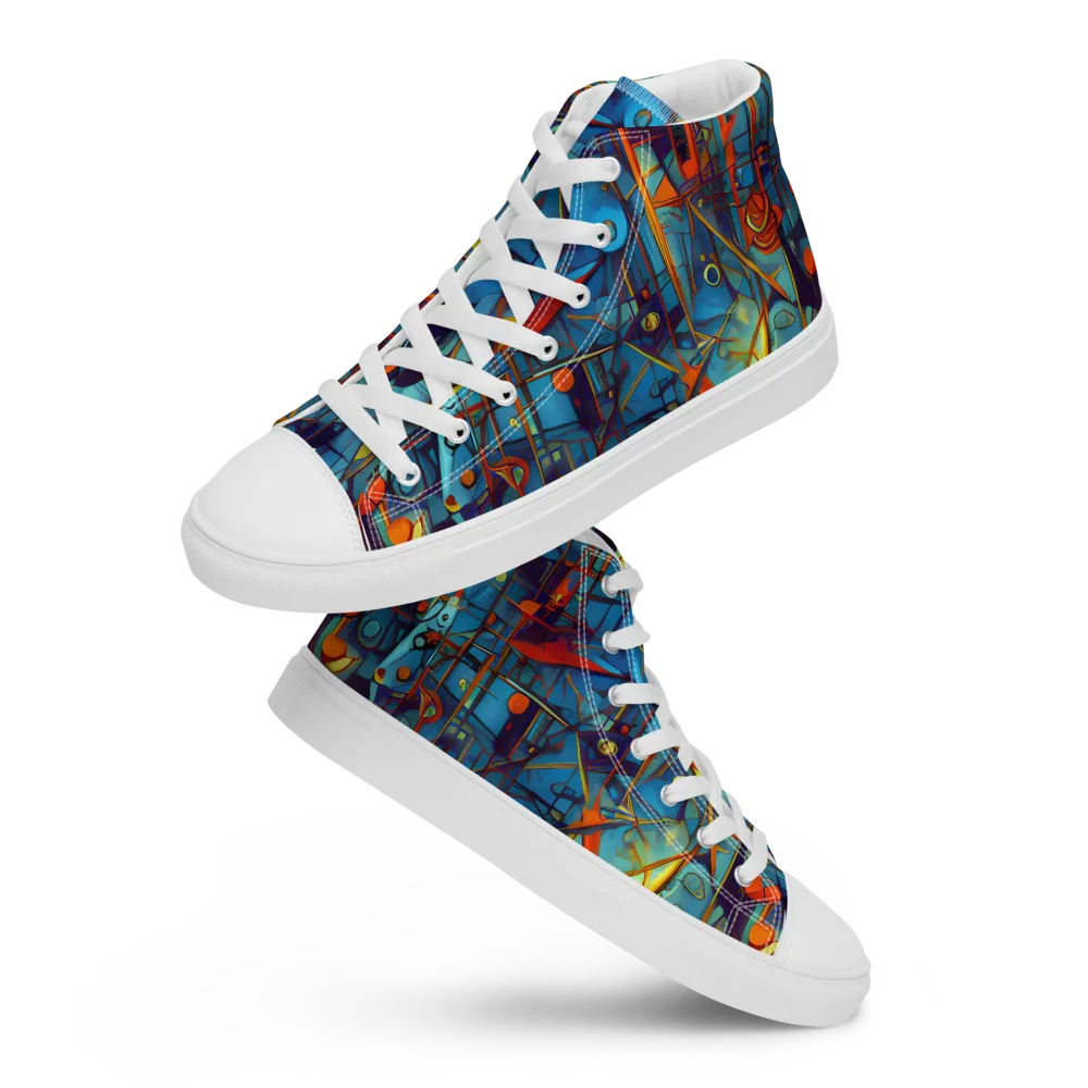 Abstract Eddy on Men's High Top Canvas Shoes — Front