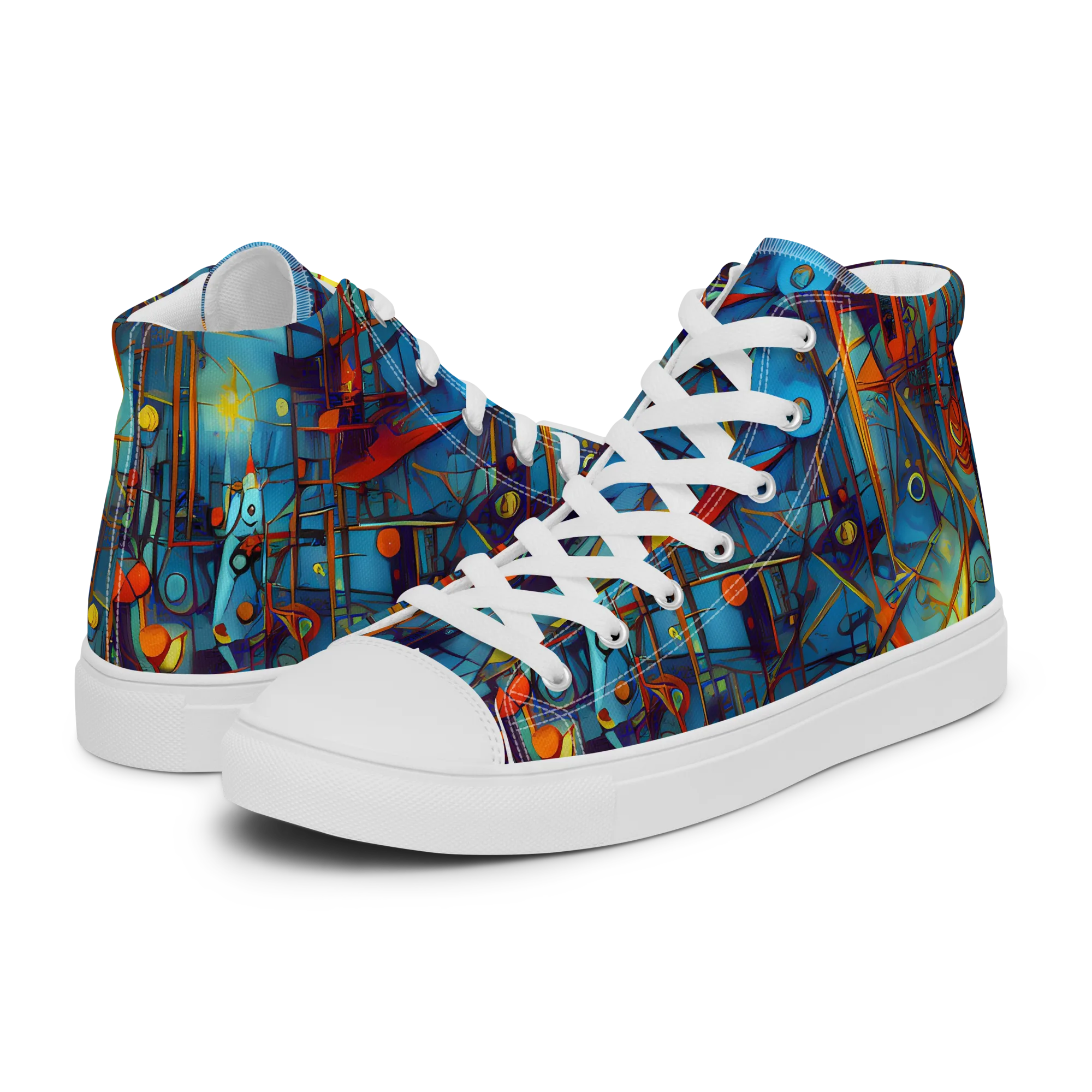 Abstract Eddy on Women's High Top Canvas Shoes — Left