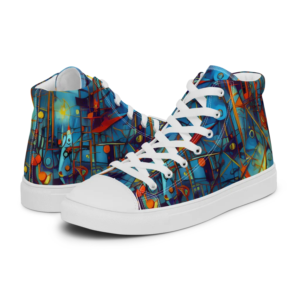 Abstract Eddy on Women's High Top Canvas Shoes — Left