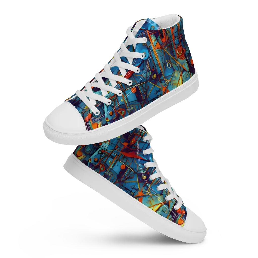Abstract Eddy on Women's High Top Canvas Shoes — Front