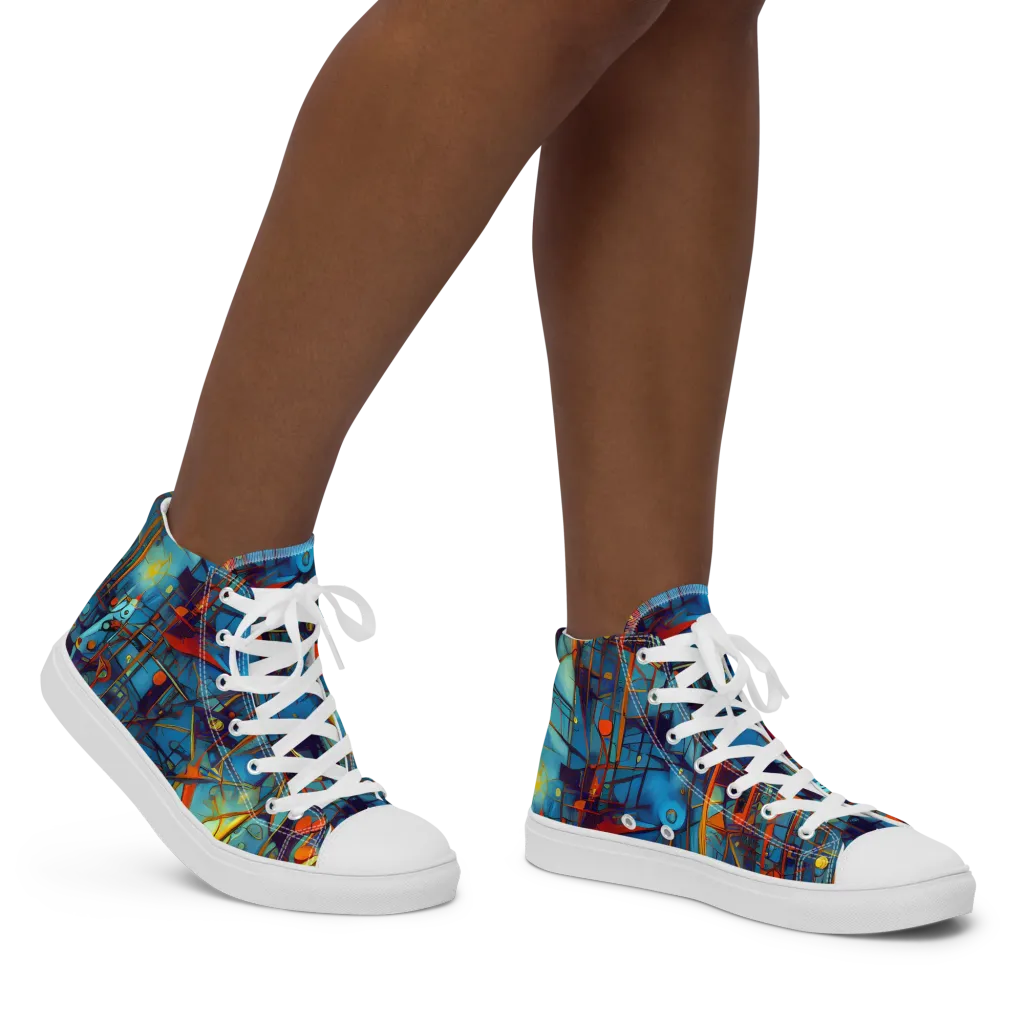 Abstract Eddy on Women's High Top Canvas Shoes — Right