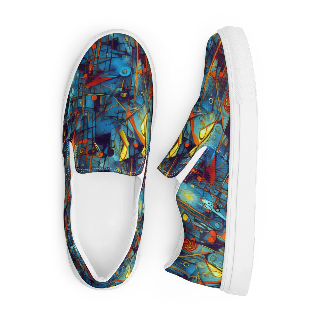 Abstract Eddy on Men's Slip-On Canvas Shoes — Front