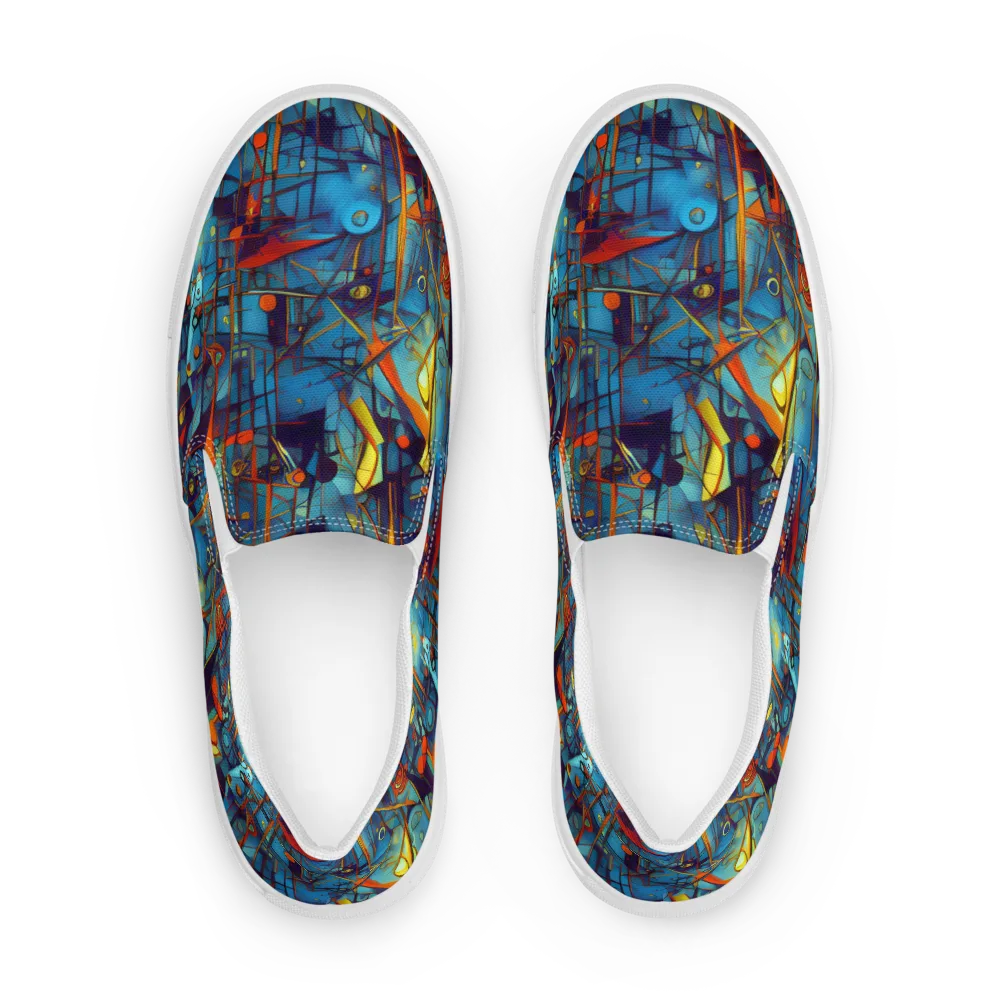 Abstract Eddy on Women's Slip-On Canvas Shoes — Front