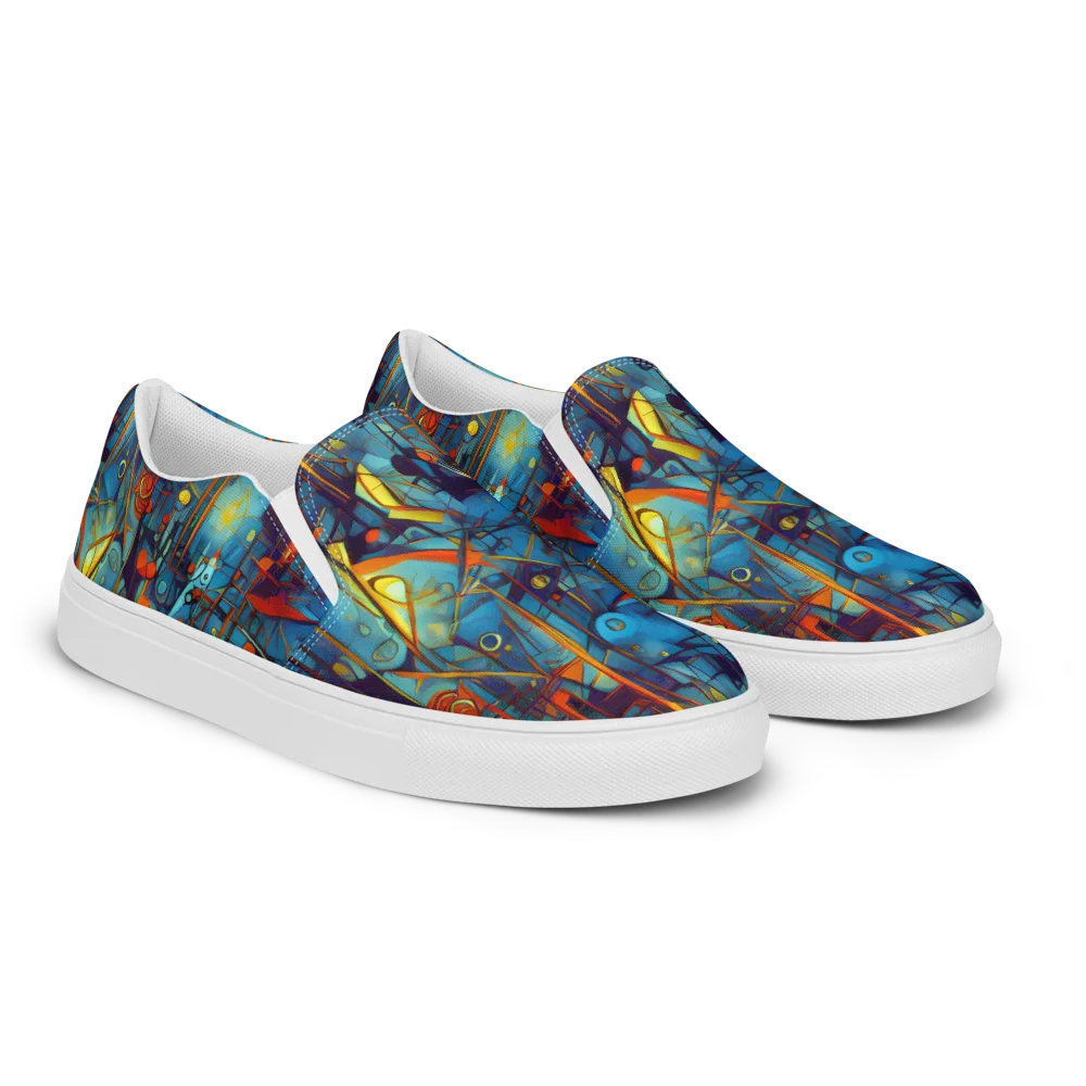 Abstract Eddy on Women's Slip-On Canvas Shoes — Right Front