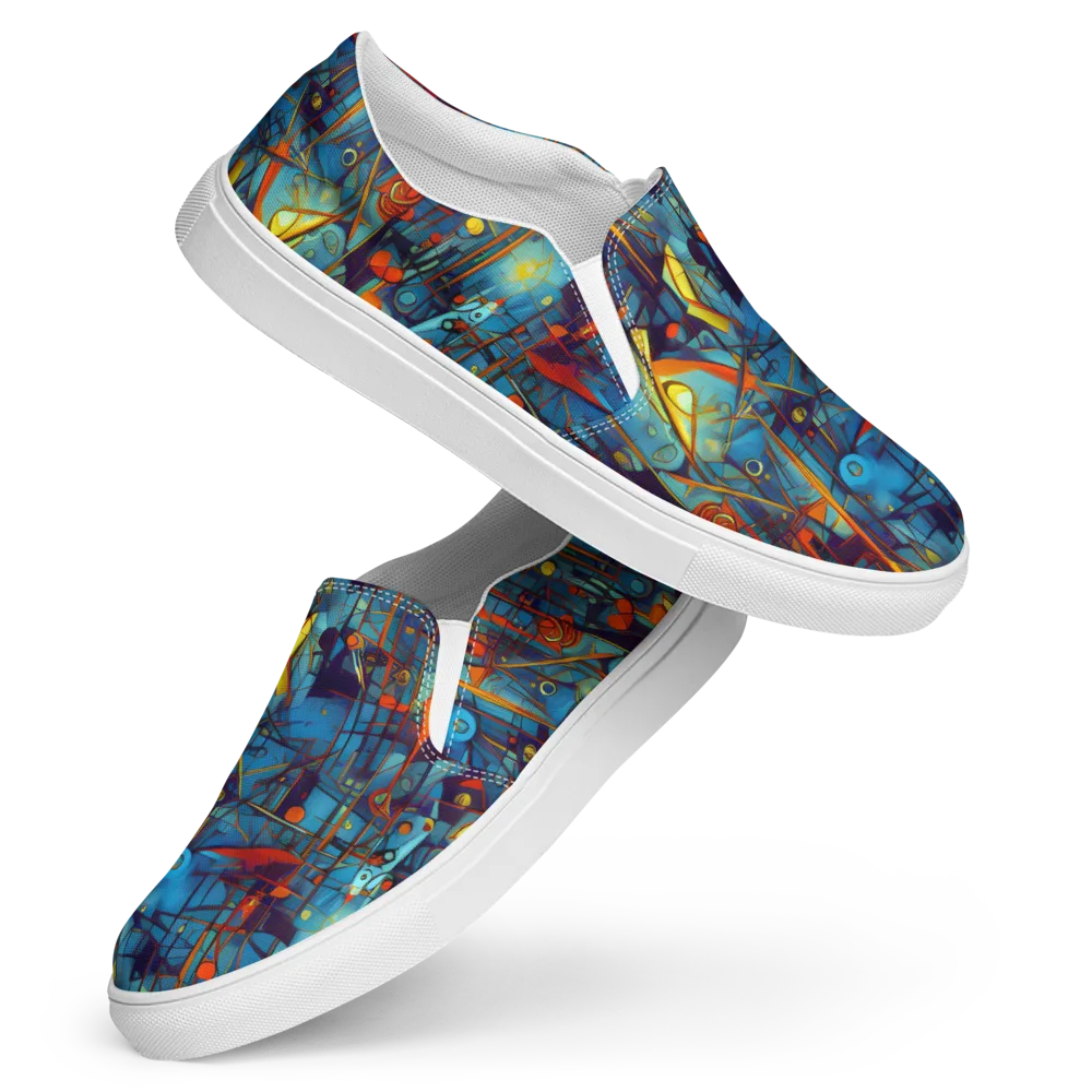 Abstract Eddy on Women's Slip-On Canvas Shoes — Front