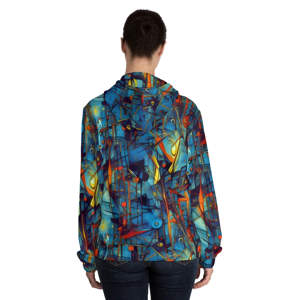 Abstract Eddy on Women's Full-Zip Hoodie — Back On Person