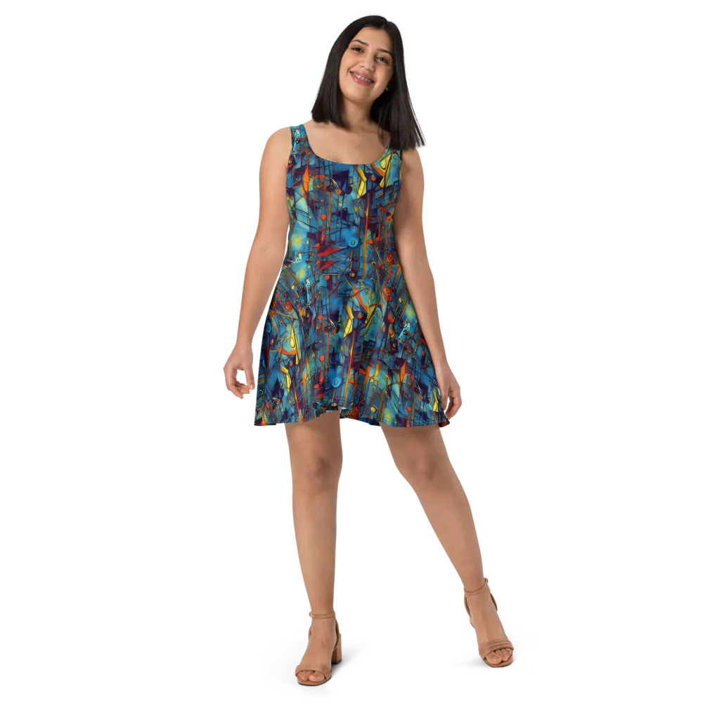 Abstract Eddy on Skater Dress — Front