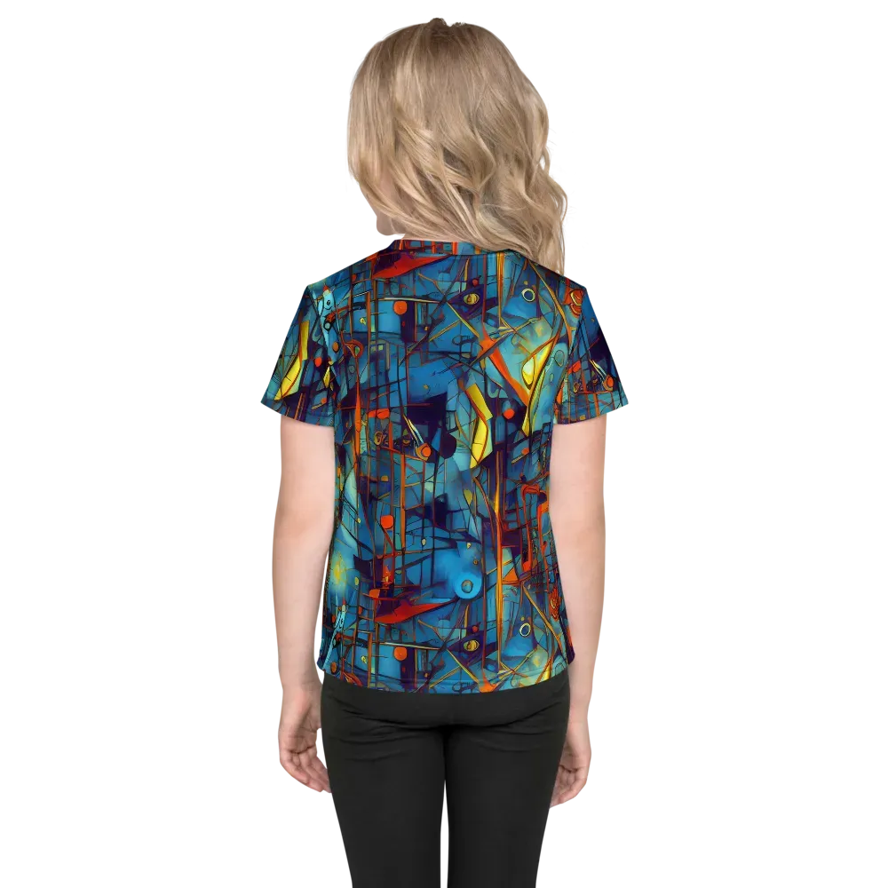 Abstract Eddy on Kids Crew Neck T-Shirt — Back