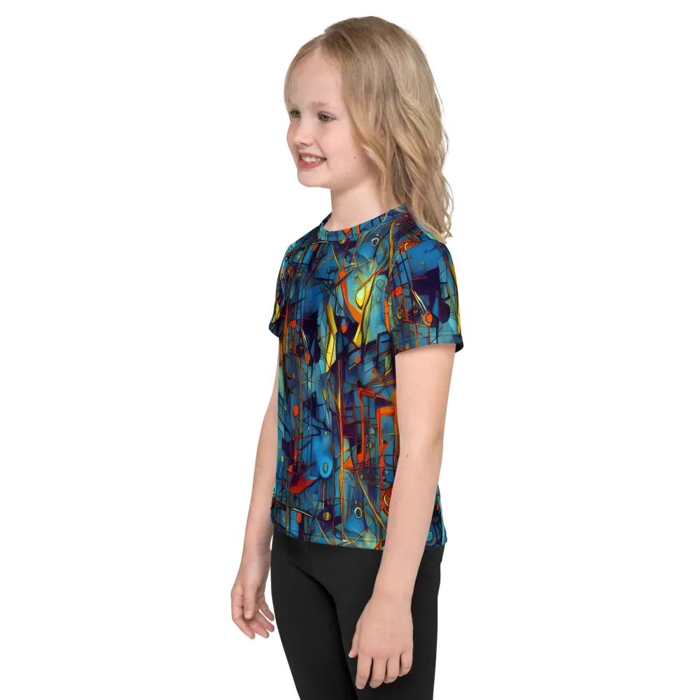 Abstract Eddy on Kids Crew Neck T-Shirt — Left