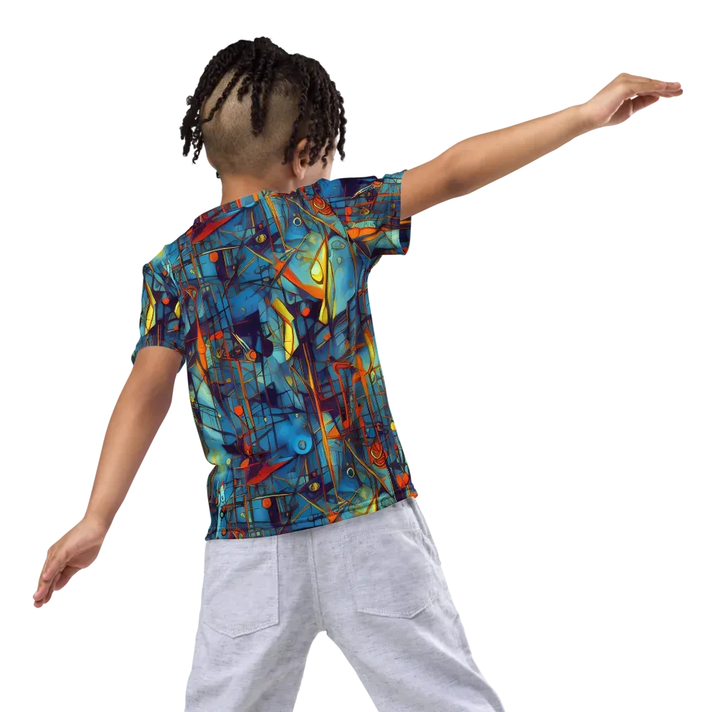 Abstract Eddy on Kids Crew Neck T-Shirt — Back