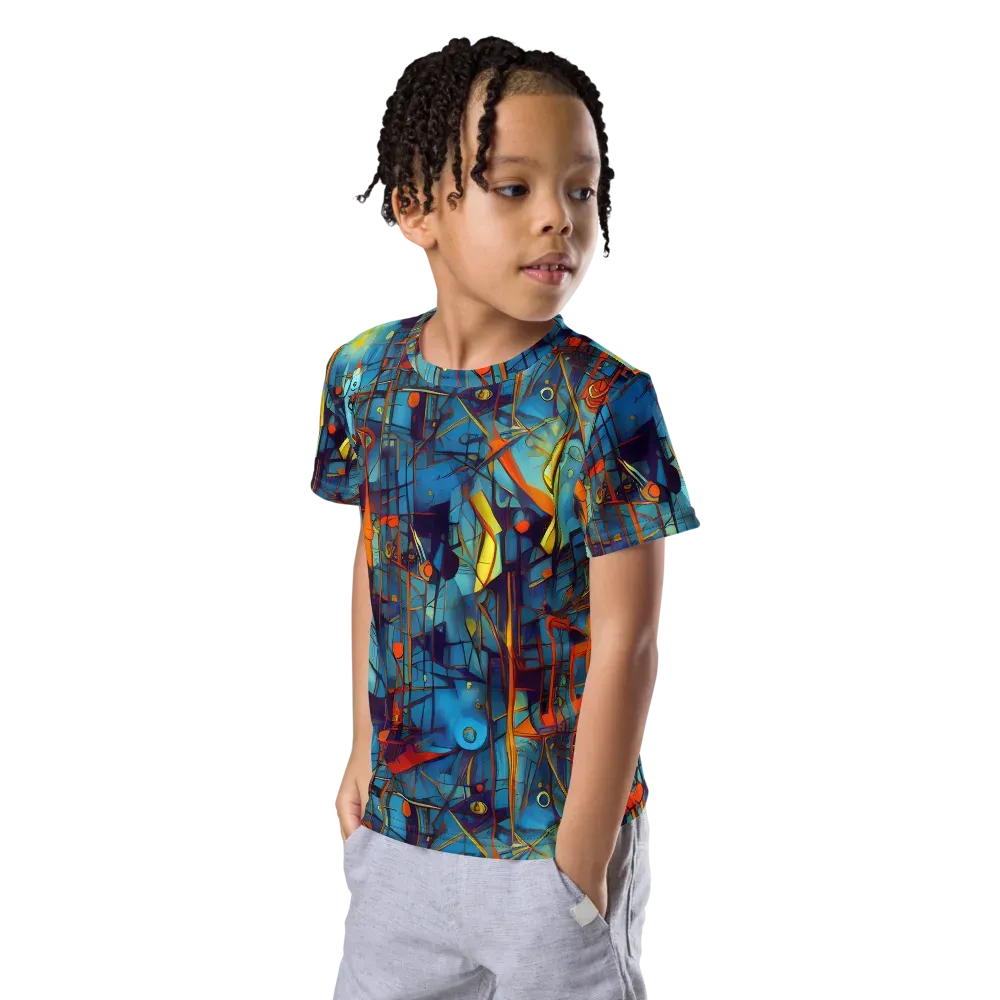 Abstract Eddy on Kids Crew Neck T-Shirt — Left Front