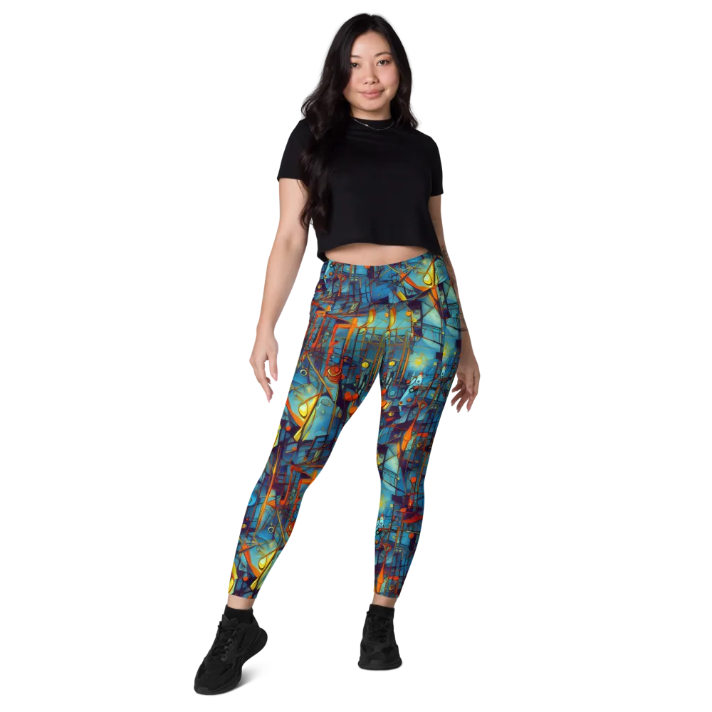 Abstract Eddy on Leggings with Pockets — Front