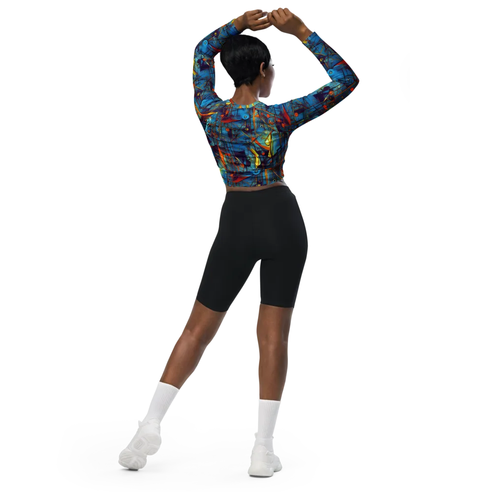 Abstract Eddy on Long Sleeve Crop Top — Back