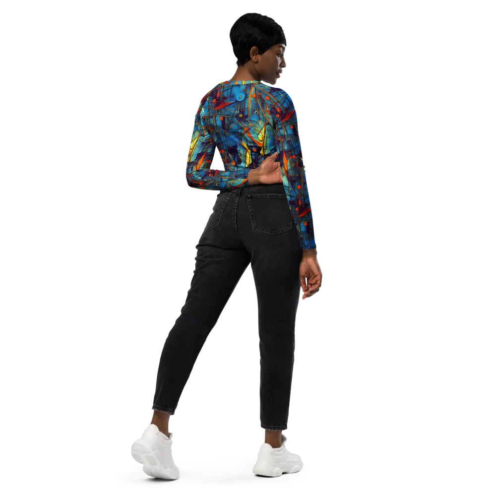 Abstract Eddy on Long Sleeve Crop Top — Right Back