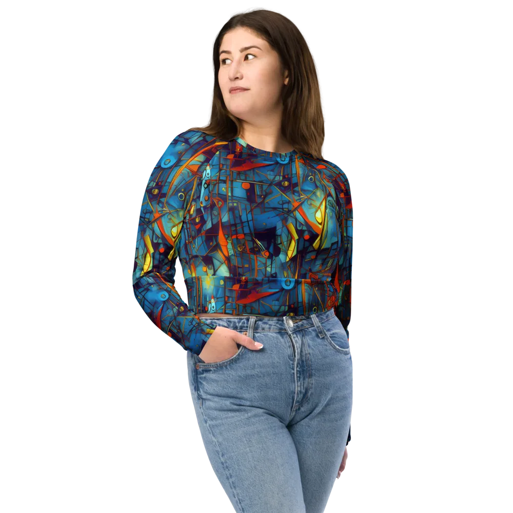 Abstract Eddy on Long Sleeve Crop Top — Front