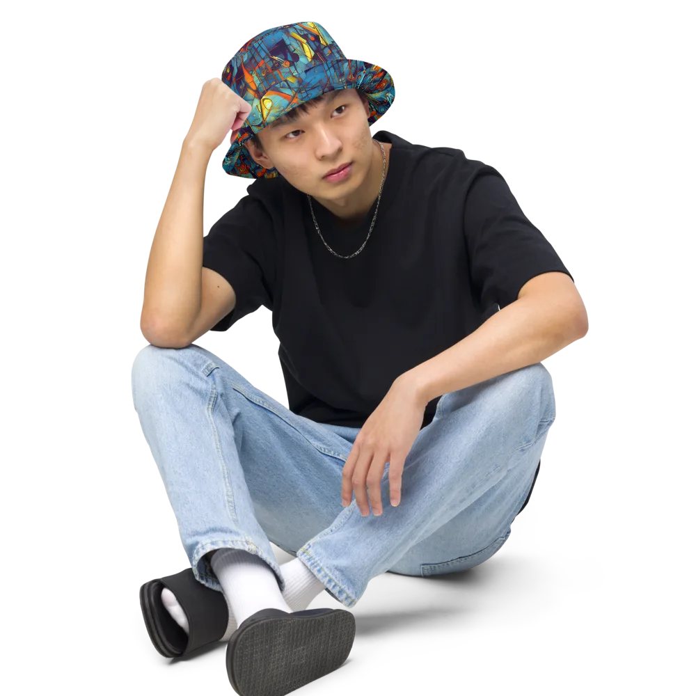 Abstract Eddy on Reversible Bucket Hat — Front 2 Inside
