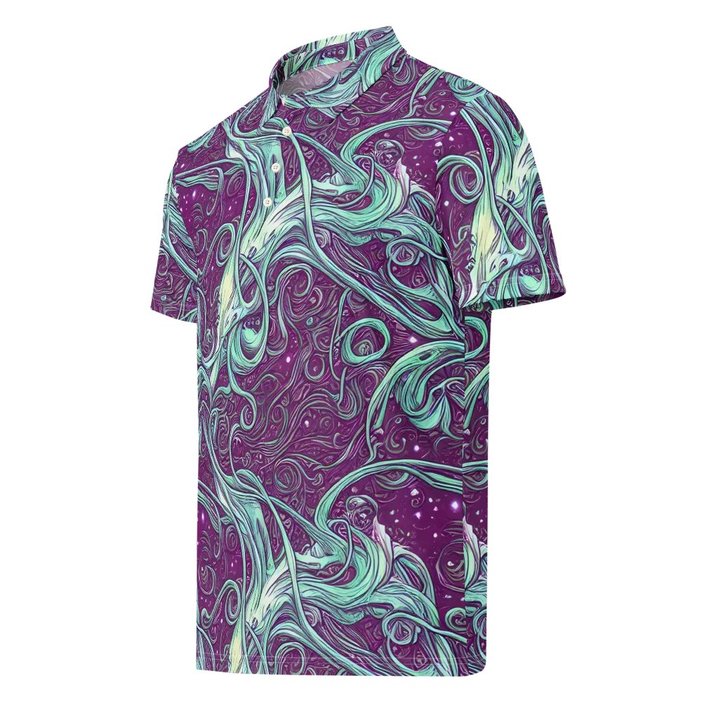 Temple Swirls on Men's Slim Fit Polo Shirt — Left Front