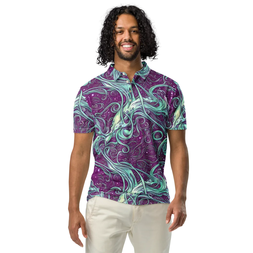 Temple Swirls on Men's Slim Fit Polo Shirt — Front