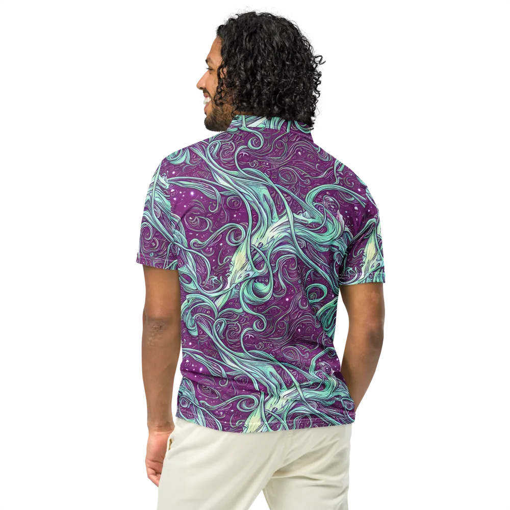 Temple Swirls on Men's Slim Fit Polo Shirt — Back