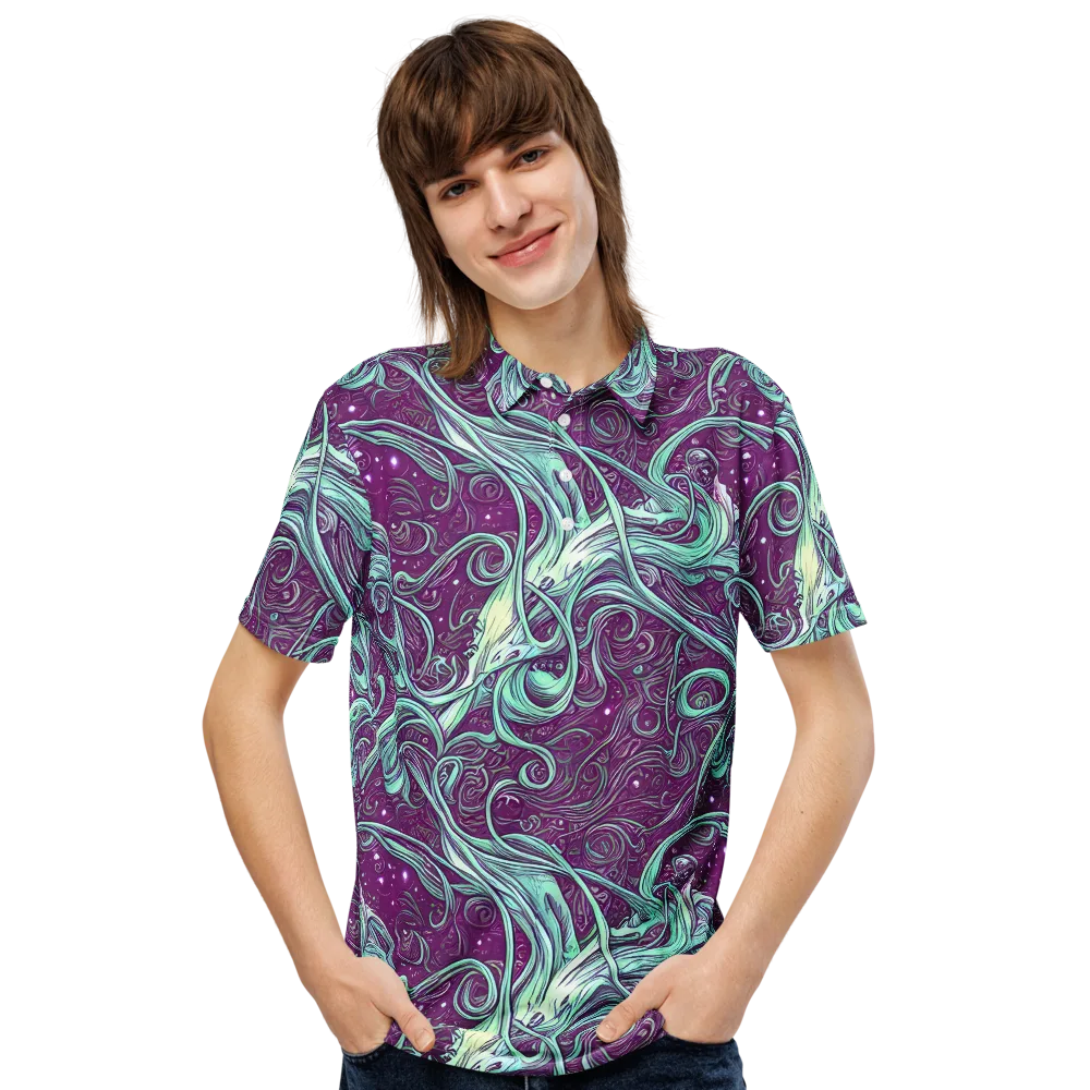 Temple Swirls on Men's Slim Fit Polo Shirt — Front