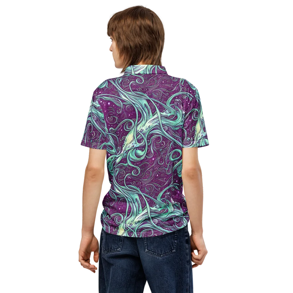 Temple Swirls on Men's Slim Fit Polo Shirt — Back