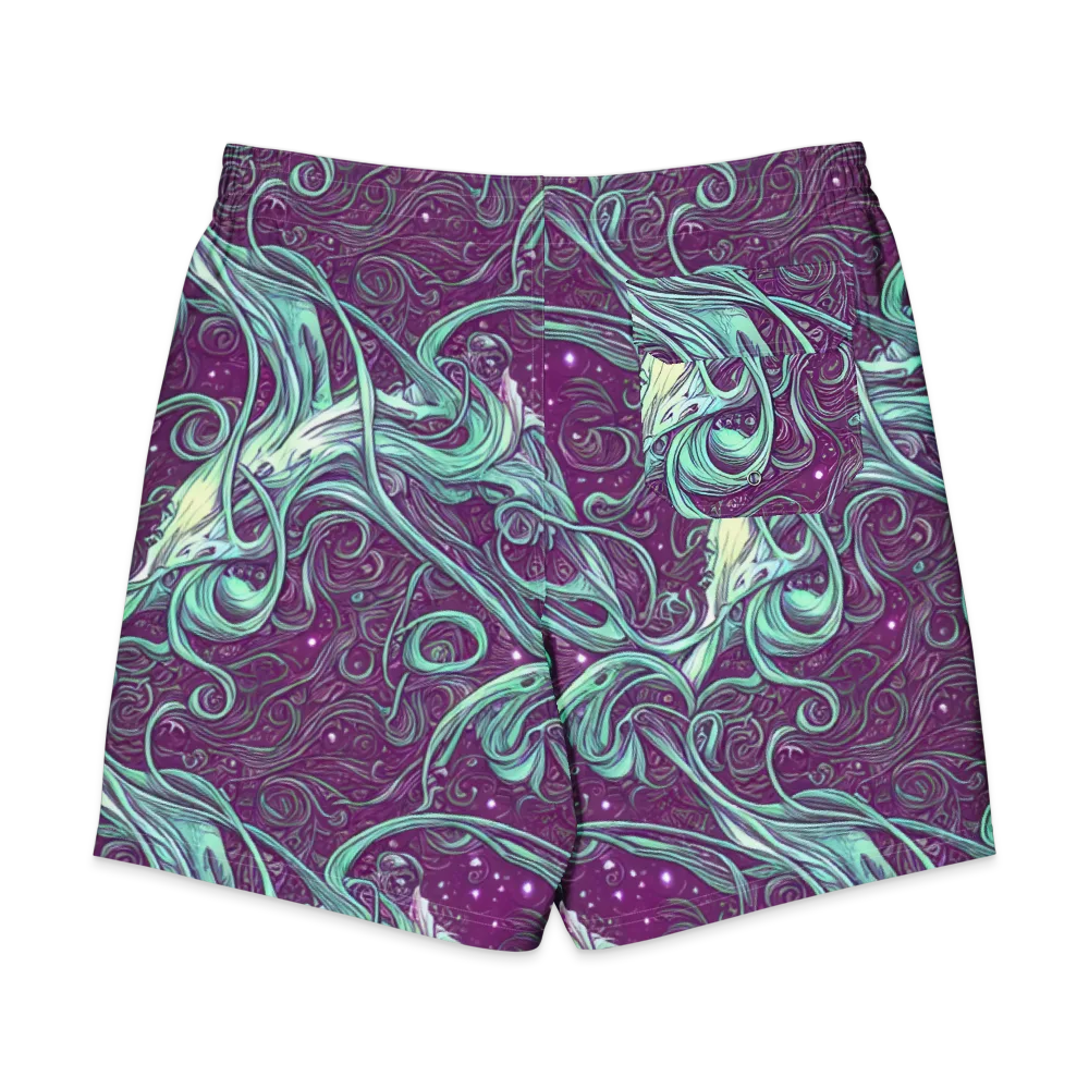 Temple Swirls on Men's Board Shorts — Back