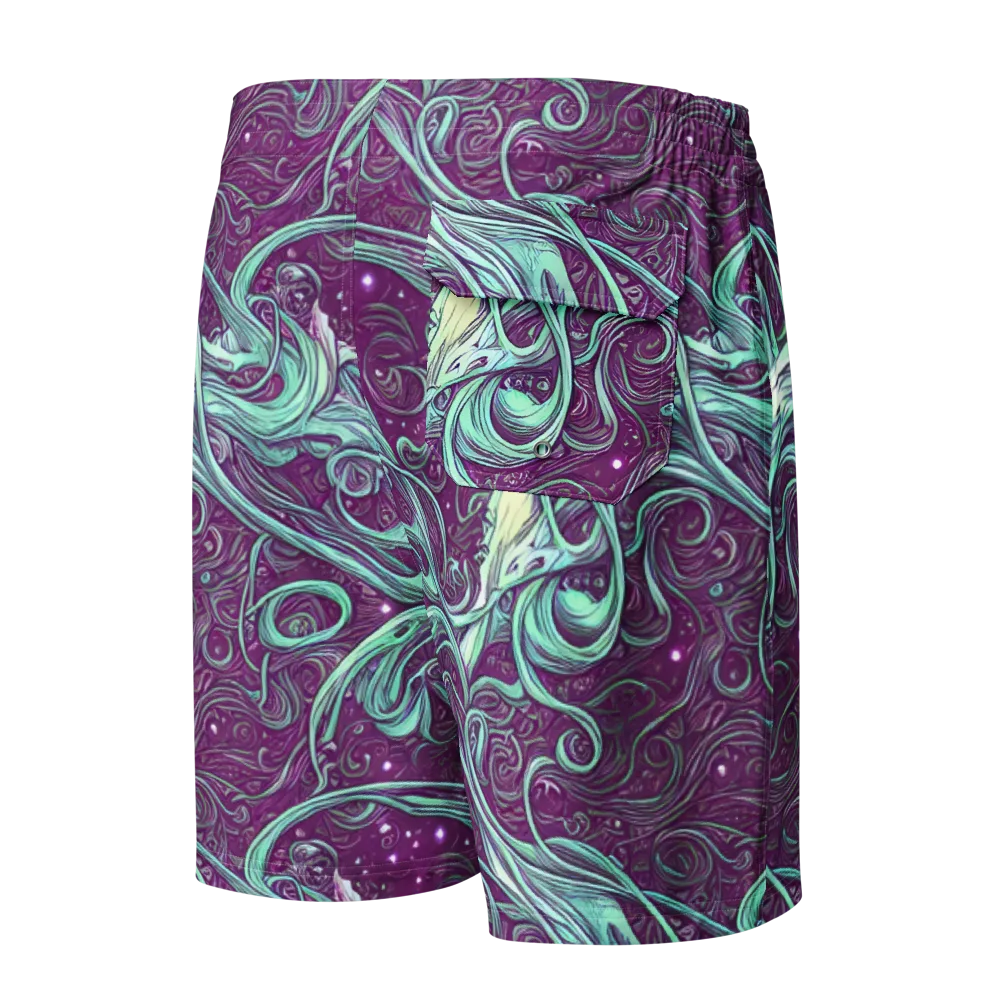 Temple Swirls on Men's Board Shorts — Back
