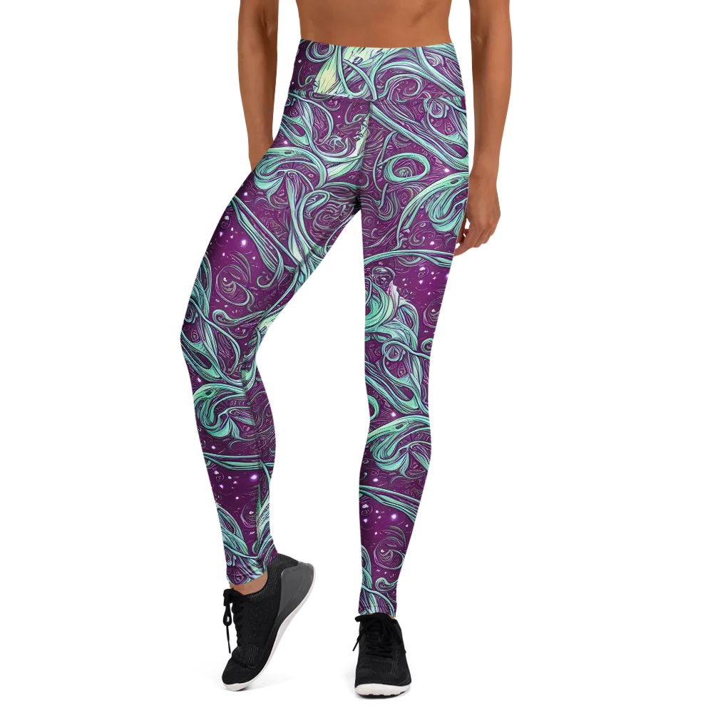 Temple Swirls on Yoga Leggings — Front