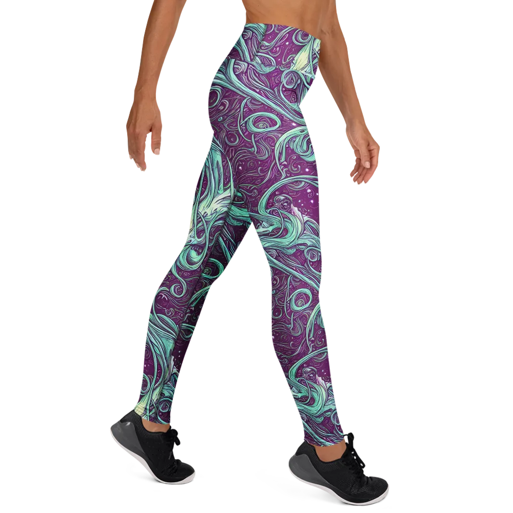 Temple Swirls on Yoga Leggings — Right