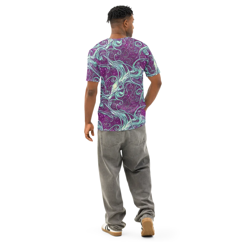 Temple Swirls on Men's Cotton Crew Neck T-Shirt — Back
