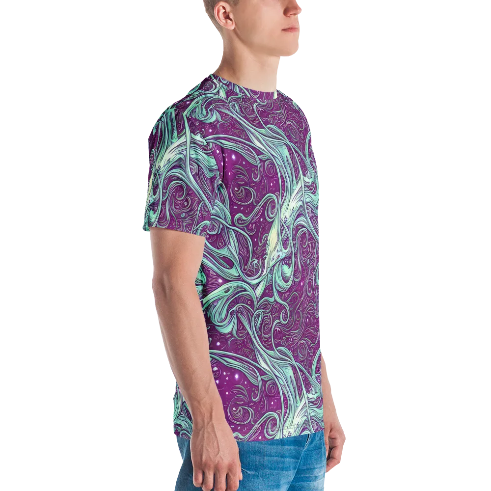 Temple Swirls on Men's Crew Neck T-Shirt — Right