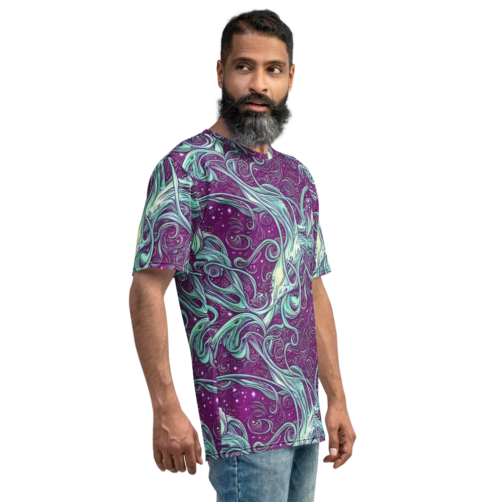 Temple Swirls on Men's Crew Neck T-Shirt — Right