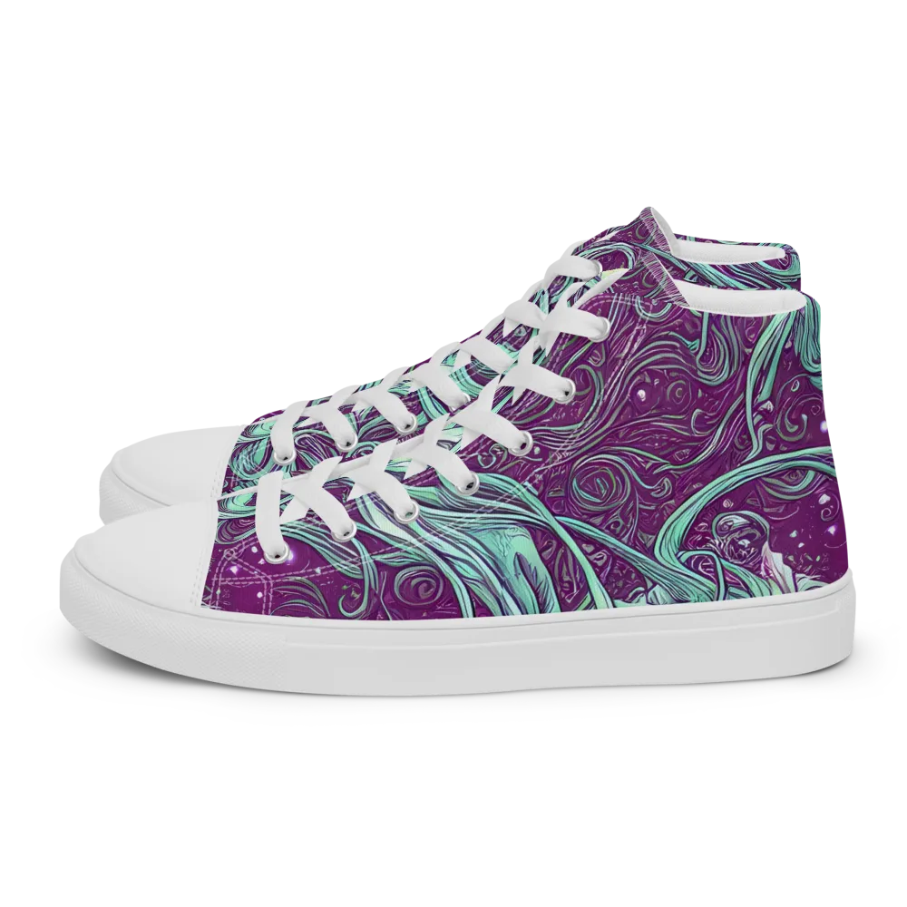 Temple Swirls on Men's High Top Canvas Shoes — Left
