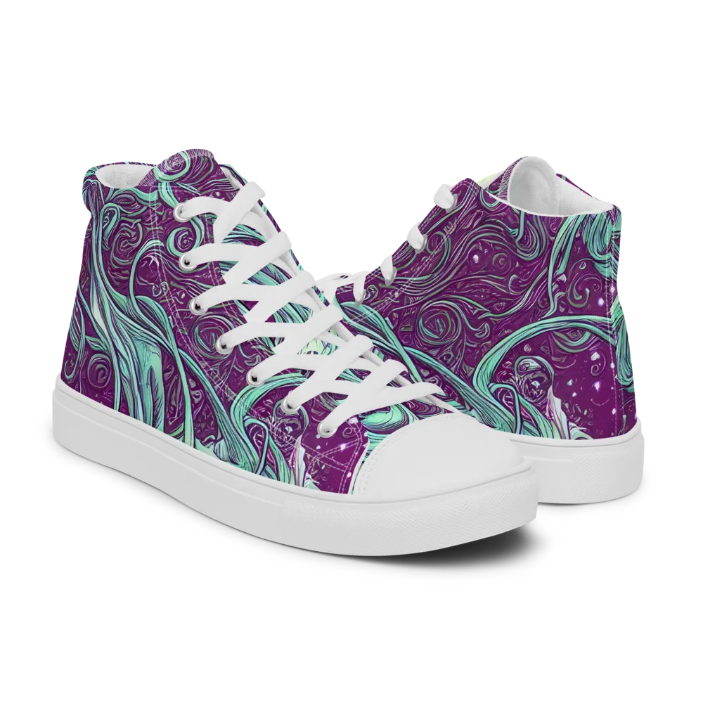 Temple Swirls on Men's High Top Canvas Shoes — Right