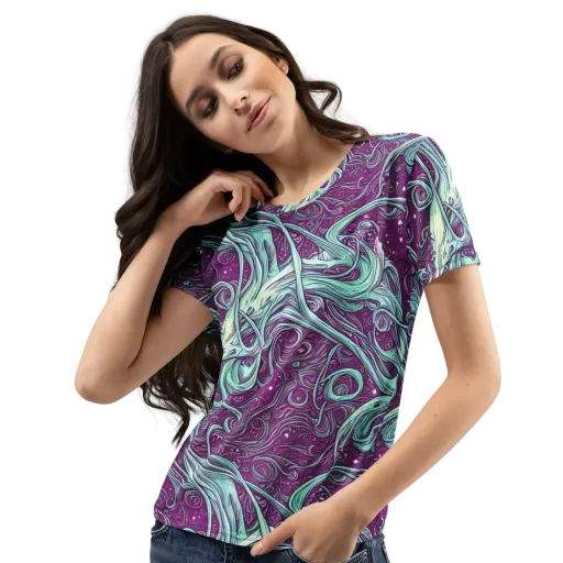 Temple Swirls on a Women's Crew Neck T-Shirt