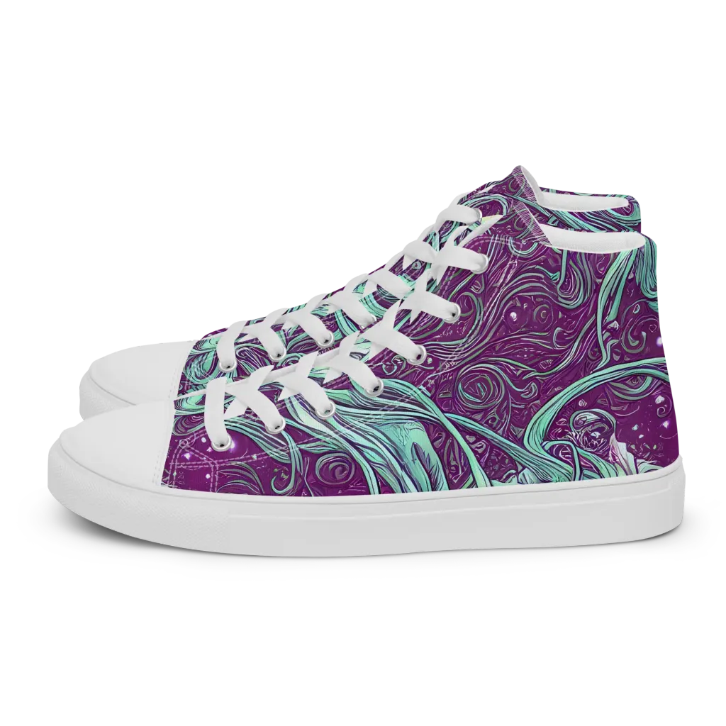 Temple Swirls on Women's High Top Canvas Shoes — Left