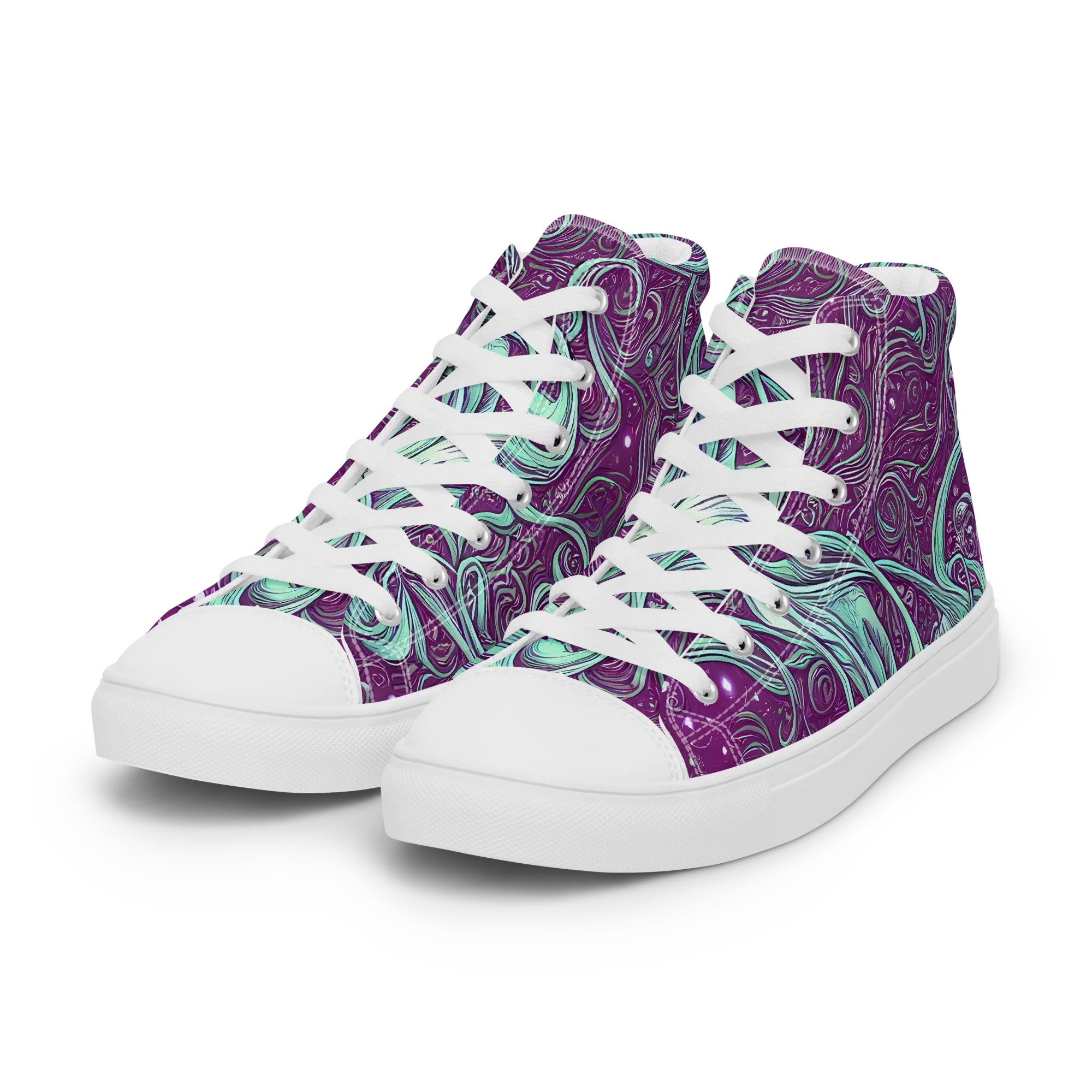 Temple Swirls on Women's High Top Canvas Shoes — Left Front