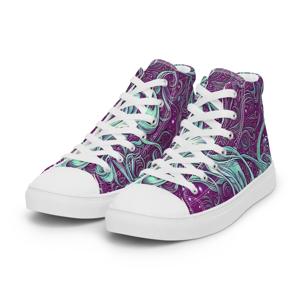 Temple Swirls on Women's High Top Canvas Shoes — Left Front