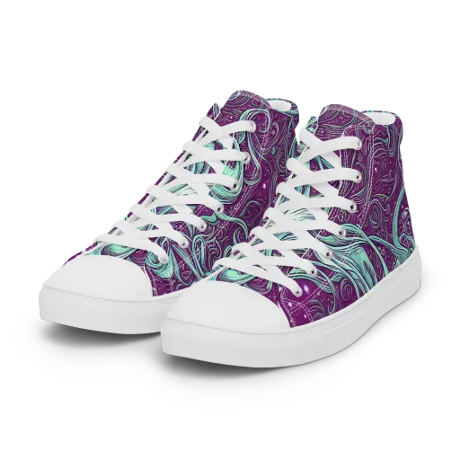 Temple Swirls on a Women's High Top Canvas Shoes