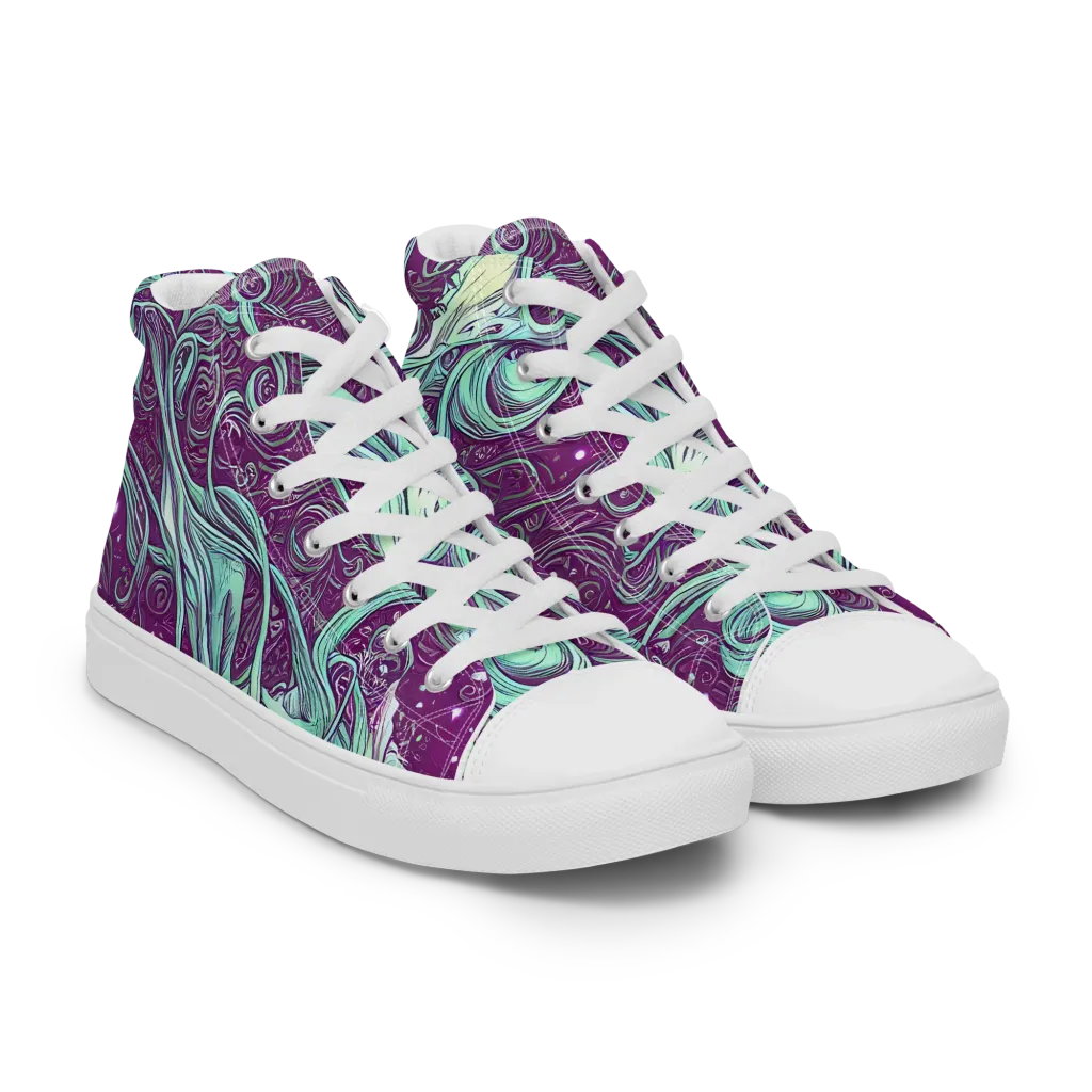Temple Swirls on Women's High Top Canvas Shoes — Right Front